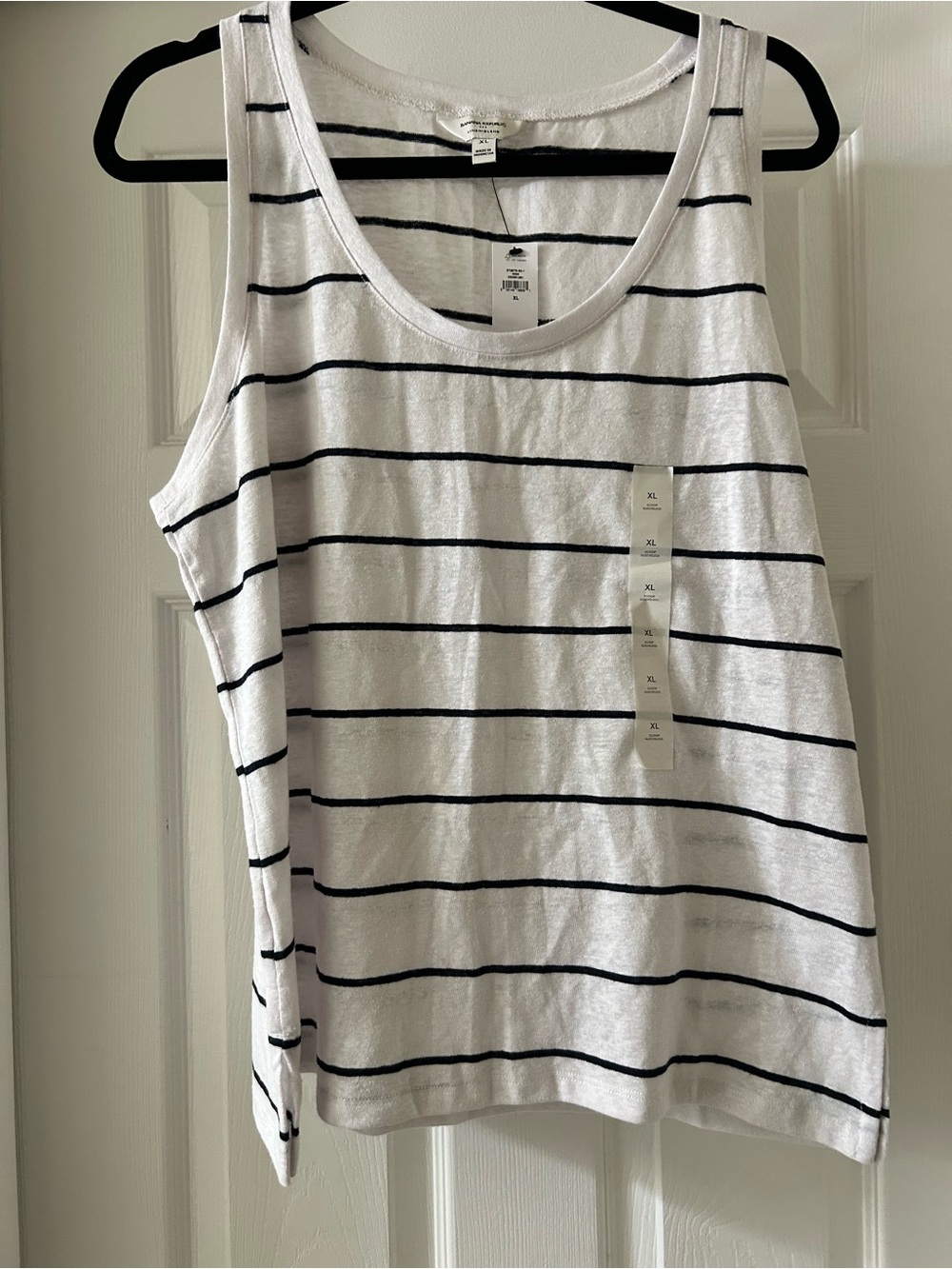Banana Republic Linen Blend White Tank with Black Stripes - Casual Layering